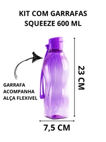 Kit 3 garrafas Squeeze 600 Ml e 350 Ml