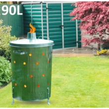 Crystals Large 90Ltr Incinerator For Garden Burning Rubbish Trash Paper - Galvanised Metal - Default - View 5