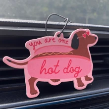 Kawaii'wiener Dog,Dachshund &STRAWBERRY&CHERRY' Y2K Patterns Design , Car Air Freshener Pendant - Cartoon Anime Style For Rearview Mirror, Vent Clip, Home & Office Decor, Creative & Fun Design, Idea Gifts For Friend