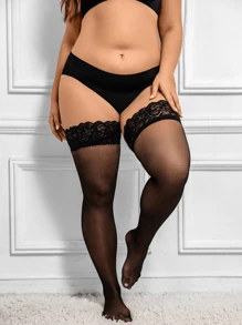 Esencial de diosa: 1 par de medias largas hasta el muslo extra delgadas para mujeres, medias sexis con ribete de encaje, suaves y cómodas, que revelan el encanto de los muslos, ideal para el verano