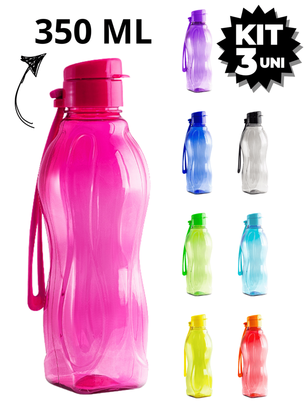 Kit 3 Garrafa Água Squeeze 350 Ml e 580 Ml