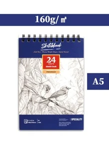 دفتر رسم سبيرال مقوى 1 قطعة، دفتر رسم مائي سميك مقوى 24 ورقة (78 رطل/160 جم/م2) A3/A4/A5، ورق رسم فني خالي من الحمض مناسب للرسم والرسم بالألوان المائية للبالغين والفنانين المبتدئين، هدية عيد الأم، لوازم مدرسية