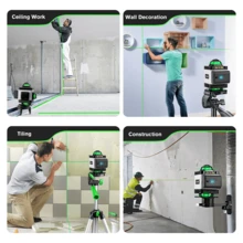 Yofidra Professional 4D Laser Level - 1 Set 16 Line Self Leveling Green Beam 4x360 Cross Horizontal Vertical Line Laser Tool - 2 Rechargeable Lithium Batteries For Construction Tiling Picture Hanging - UK Plug(220-240V) - View 7