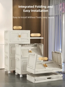 Home Organization,5-Layer Folding Storage Bin With Lid  ,Equipped With Mobile And Convenient Storage Cabinets, Stackable With Doors And Large Capacity Storage Boxes, Suitable For Organizing Wardrobes And Storage Boxes In Family Dormitories, Organizing Holiday Decorations In Bedrooms, Organizing And Storing Good Items For Student Apartment Tenants, Easy To Install And Move, Saving Space, And Offering Cost-Effective Storage Solutions St Affordable Prices - 彩色 - 查看 2