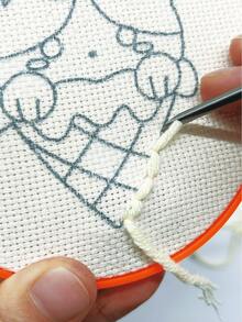 3-In-1 Interchangeable Embroidery Needle Set With Threader, Wooden Handle Embroidery Needles, Punch Embroidery Tool, Cross Stitch Embroidery Tool, Adjustable Needle Length, DIY Sewing And Handicraft Supplies - Apricot - View 8