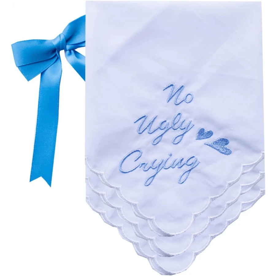 Local Delivery- Ladies Embroidery Cotton White Handkerchiefs Lace Wedding Hankies - J01-no Khóc Xấu Xí 3 cái - Xem 1