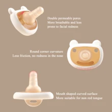 2pcs/1pc Cute Bear Silicone Pacifier Set, 0-36 Months, Includes Dust Cover, Round Silicone Pacifier For Babies 1+ Years Old, Anti-Colic Silicone Pacifier, Suitable For Daily Use - Multicolor - View 7