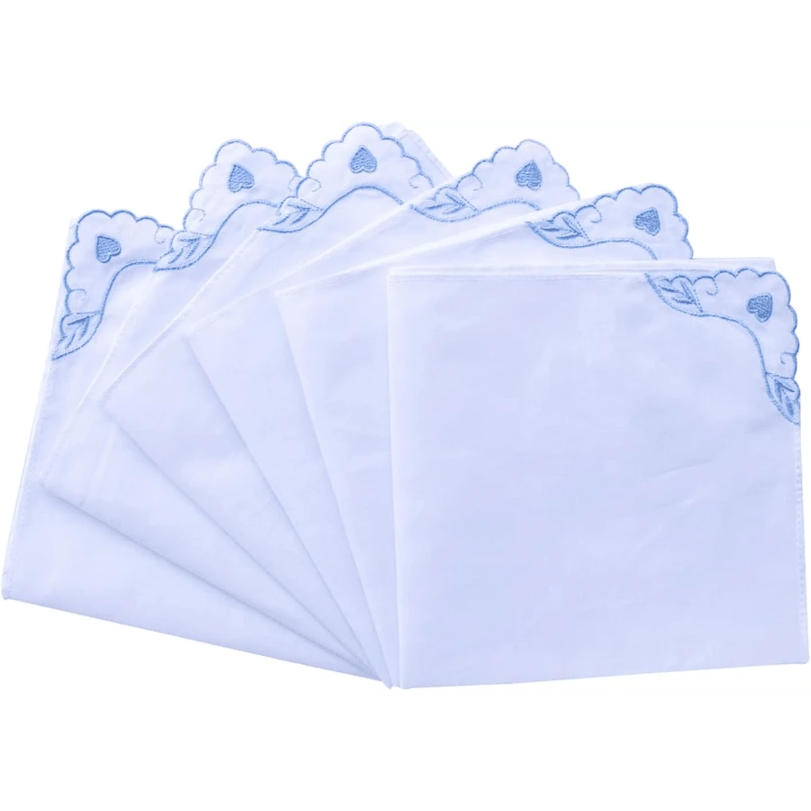 Local Delivery- Ladies Embroidery Cotton White Handkerchiefs Lace Wedding Hankies - Zwwa-6pcs - 查看 1