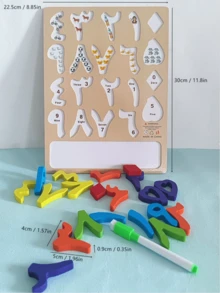 1pc Wooden Dual-Purpose Arabic Numeral Combination Drawing Board, Can Be Assembled & Drawn On - Multicolor - View 10