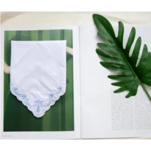 Local Delivery- Ladies Embroidery Cotton White Handkerchiefs Lace Wedding Hankies - F03-6pcs - View 2