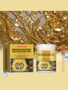 Weather Resistant Metallic Paint, Water-Based Gold Metallic Paint For Decor, Outdoor Golden Foil Paint - Yellow - View 1