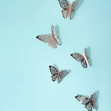 12 pièces/set Autocollants de papillon 3D creux, pour la décoration de la maison et des cadeaux. Autocollants muraux pour la décoration de la chambre et de la maison, autocollants personnalisés
