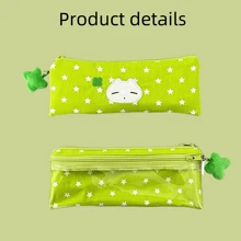 Estojo de lápis em forma de gato estrela, bolsa para canetas com pingente para meninas, estilo minimalista coreano, bolsa para lápis com vários compartimentos, adequada para estudantes, armazenamento, viagem, itens essenciais para a volta às aulas, material escolar, estojo para lápis, mochila escolar