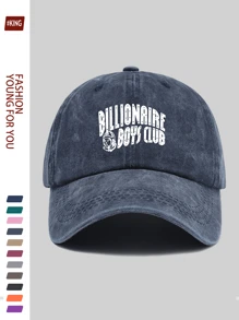 1pc Adjustable Casual Truck Cap With Amusing Artistic Print, Breathable & Comfortable, Featuring "BILLIONAIRE BOYS CLUB" White Logo, Classic Retro Black Papa Hat, Unisex Street Hip-Hop Hat, Fashionable Vacation Sun Hat, Ideal Gift For Outdoor, Vacation, Sports, Beach, Father's Day, Mother's Day, Independence Day, Birthday, Holiday For Family And Friends