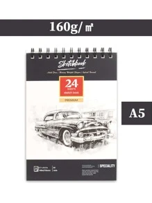 دفتر رسم سبيرال مقوى 1 قطعة، دفتر رسم مائي سميك مقوى 24 ورقة (78 رطل/160 جم/م2) A3/A4/A5، ورق رسم فني خالي من الحمض مناسب للرسم والرسم بالألوان المائية للبالغين والفنانين المبتدئين، هدية عيد الأم، لوازم مدرسية