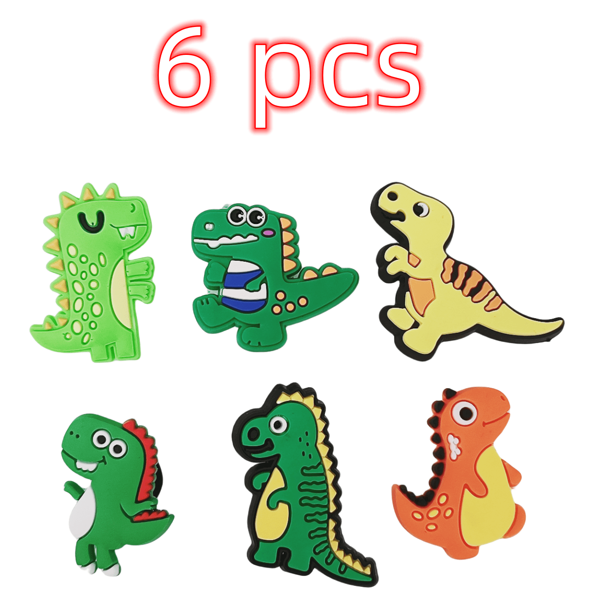 6/31pcs/Set Cartoon Casual PVC Shoe Decoration Dinosaur Shoe Charms For Summer Gift For Man