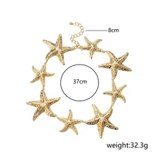 Exaggerated Starfish Necklace, Earrings & Metal Jewelry Set, Bohemian Style Resort Fashion Accessories For Women