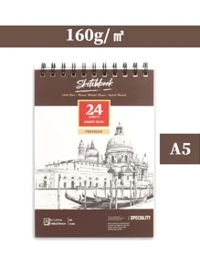 دفتر رسم سبيرال مقوى 1 قطعة، دفتر رسم مائي سميك مقوى 24 ورقة (78 رطل/160 جم/م2) A3/A4/A5، ورق رسم فني خالي من الحمض مناسب للرسم والرسم بالألوان المائية للبالغين والفنانين المبتدئين، هدية عيد الأم، لوازم مدرسية