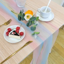 1pc Rainbow Gradient Tulle Fabric Roll - 1/2/3 Meters, Pastel Ombre Design For Birthday Party Backdrops, Table Decorations, Gift Wrapping & DIY Crafts, Machine Washable, Birthday Party Decorations, Soft Texture - Rainbow - View 8