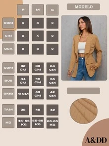 Women's Elegant Lapel Striped Casual Jacket - 米色 - 查看 6