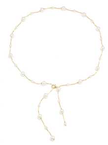 1 Pc Faux Pearl Irregular Bead Tassel Waist Chain, Alloy Faux Pearl Beaded Tassel Decorative Belt, Asymmetrical Waist Chain, Retro Versatile Body Chain, Suitable For Dress Decoration And Jeans, Women's Waist Accessories