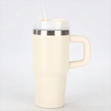 14oz Stainless Steel Double Wall Insulated Tumbler With Handle & Straw, Blank For Heat Press Sublimation, DIY Craft Cup, Outdoor Sports, Travel Camping, Holiday Gift - Multicolor - View 4