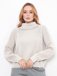 Knit Blouse Turtleneck Winter Cold Women's Elegant Comfortable Casual Long Sleeve Marrie Knit - 沙 - 查看 5