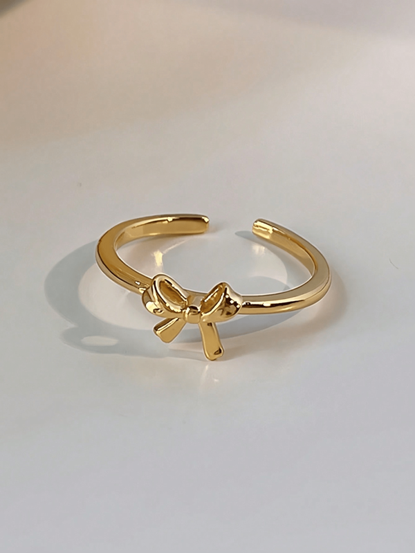 1pc Minimalist Sweet Bow Adjustable Open Ring Suitable For Women Everyday, Festivals And Parties
