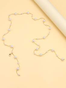 1 Pc Faux Pearl Irregular Bead Tassel Waist Chain, Alloy Faux Pearl Beaded Tassel Decorative Belt, Asymmetrical Waist Chain, Retro Versatile Body Chain, Suitable For Dress Decoration And Jeans, Women's Waist Accessories