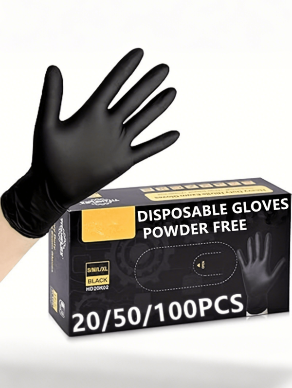 20/50/100-Piece Black Disposable Nitrile Gloves. Suitable For Painting, Crafts, Cleaning, Food Handling, Beauty & Nail Care, Etc. Essential For Home Cleaning. (Packed In Transparent OPP Bags, No Box.)