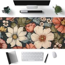 1pc Vintage Flowers Mouse Pad Boho Design Aesthetic Desk Pad Large Desk Accessories Rubber Base With Stitched Edge Non-Slip Keyboard Pad For Office Home Computer As Gifts For Men Women Friends Desk Accessories Office Supplies Office Desk Accessories Mousepad Mouse Pad For Desk