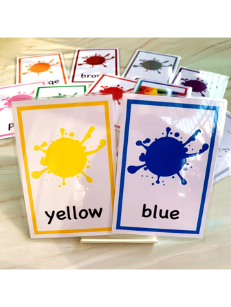 1PC Children's Colors, Moods, Sports, Body Parts, Family Weather, Word Cards, Plastic Theme Cards, 3-6 Years Old Boys And Girls, Kindergarten Teaching AIDS, Babies, Early Childhood Education, Intelligence, English Pictures, Flashcards, Exercise Children's Cognitive Ability