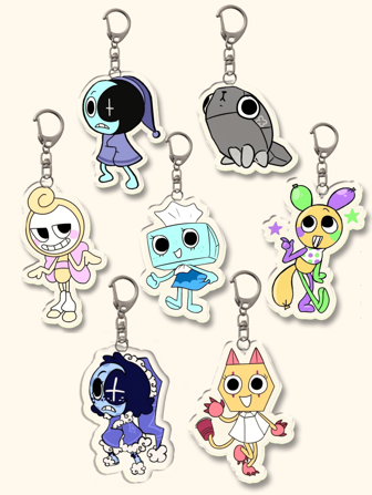 1pc Dandy'S World Video Game Theme Key Charm - The Ideal Cute Cartoon Image Bag Charm For Young And Adult Gamers Alike. Acrylic Keychain Ideal For Boyfriends, Girlfriends, Family Members, Teachers, Party Gifts, And Nursing Students..