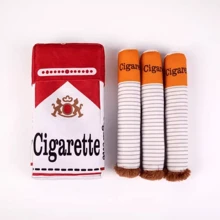 Conjunto de juguetes interactivos con forma de tabaco resistente a mordeduras, juguete de peluche para perros con chirrido, adecuado para el crecimiento de los dientes, aliviar el aburrimiento y la salud bucal