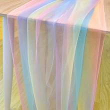 1pc Rainbow Gradient Tulle Fabric Roll - 1/2/3 Meters, Pastel Ombre Design For Birthday Party Backdrops, Table Decorations, Gift Wrapping & DIY Crafts, Machine Washable, Birthday Party Decorations, Soft Texture - Rainbow - View 13