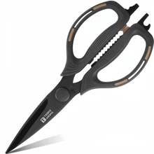 Professionelle Hochleistungsküchenschere - ergonomischer Griff, scharfe Klingen zum Schneiden von Hühnerknochen, Fleisch, Geflügel, Gemüse und mehr für den Haushalt, Nähschere für Stoff, Büroschere, Mehrzweckschere. Geschenk für Frauen. Schwarz