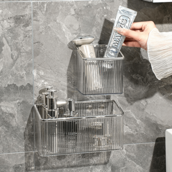 Bathroom Storage Box, Wall-Mounted Tabletop Makeup Cosmetics Tissue Paper Holder Organizer