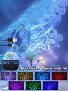 Ocean Wave Projector Night Light USB - Water Ripple Lamp With Remote, 16 Color Changing Starry Sky & Galaxy Effect, Mood Lighting For Bedroom Decor, Christmas Valentine Gifts, Party Home Theater Decorations - Black - View 5