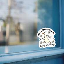 1PC Funny Goose Sticker, Aesthetic Vinyl Decal, Cute Slouchy Dilly Dallying Laptop & Water Bottle Sticker, Cottagecore Procrastination Sticker, Slow Life Funny Meme Sticker For Notebook, Phone Case, Journal, Travel Luggage, Student Gift