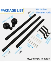 1pc 3/4 Inch (19mm) Diameter Adjustable Length Black Curtain Rod, Suitable For Bedroom, Living Room, Sturdy And Extendable Single Curtain Rod - Black - View 12