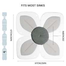 INS Nordic Home 1 pièce Tapis de bain en forme de fleur à 4 pétales avec feuille à bouton-pression, convient aux nouveau-nés de 0 à 6 mois et plus, tapis de bain pour bébé lavable en machine