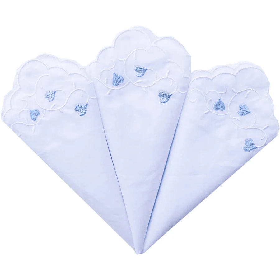 Local Delivery- Ladies Embroidery Cotton White Handkerchiefs Lace Wedding Hankies - Heart-3pcs - View 1