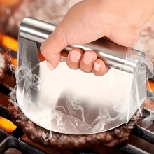 1pc Burger Press - Stainless Steel Hamburger Meat Press, 6in Circular Steak Meat Press - Non-Stick, For Burgers, Sliders & Regular Beef - Perfect For BBQ & Kitchen Use - Great Gift For Grill Masters & Foodies