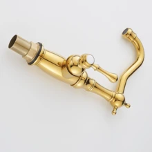 1 vòi cho bồn rửa, vòi phòng tắm phong cách cổ điển màu vàng, hoàn thiện bằng đồng thau cổ sang trọng, vòi trộn nước nóng và lạnh có ống cấp nước - Nhiều màu - Xem 8