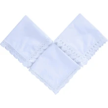 Local Delivery- Ladies Embroidery Cotton White Handkerchiefs Lace Wedding Hankies - J03-3pcs Keep Up - View 2