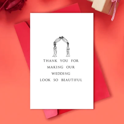 1 张婚礼感谢卡（适用于装饰师）- 个性化英文文字，适合任何收件人婚礼卡