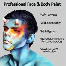 Local Delivery- 20-Color Face & Body Paint Set For Adults - Safe,  Water-Based Creams, Ideal For Halloween, Cosplay & SFX - 0.7fl.Oz Each, Includes 3 Brushes, Cream For Face - 20色/套 - 查看 2