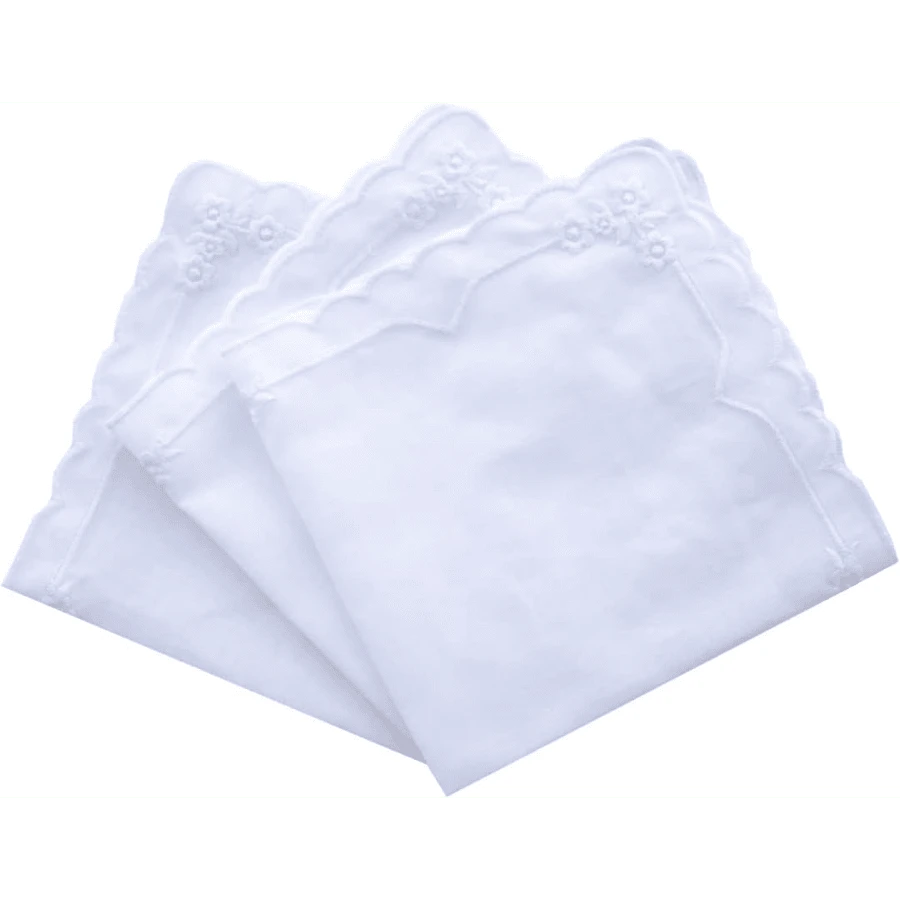 Local Delivery- Ladies Embroidery Cotton White Handkerchiefs Lace Wedding Hankies - Zw-3pcs - View 1