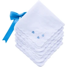 Local Delivery- Ladies Embroidery Cotton White Handkerchiefs Lace Wedding Hankies - Heart-6pcs - View 1