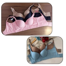 Sutiã Reforçado Plus Size Sutian Modelador De Fecho Triplo Lingerie Confortável Sustentação de Seios Bra Sutien Tamanho Grande Curvy  Simples    Casual-Confortável  Charme maduro - estilo moderno    Tecido    Acolchoado  Decote racer  Sem usar    Lanferie plus size plusaise - Azul bebê - Visão 4